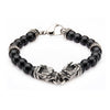 Steel Dragon Bite & Black Onyx Beads Bracelet