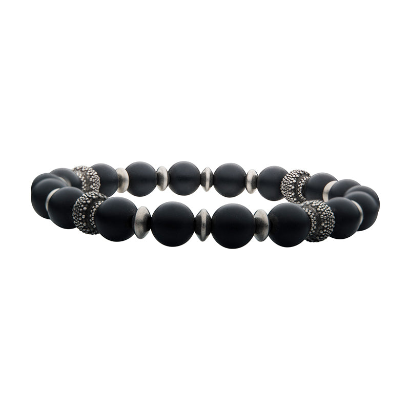 Matte Black Agate Stones Bead Bracelet