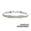 Matte Steel Chiseled Engravable Drop Box Chain Bracelet