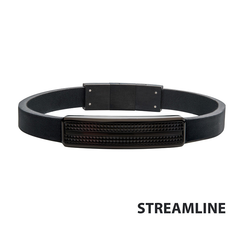 Black Leather ID Bracelet