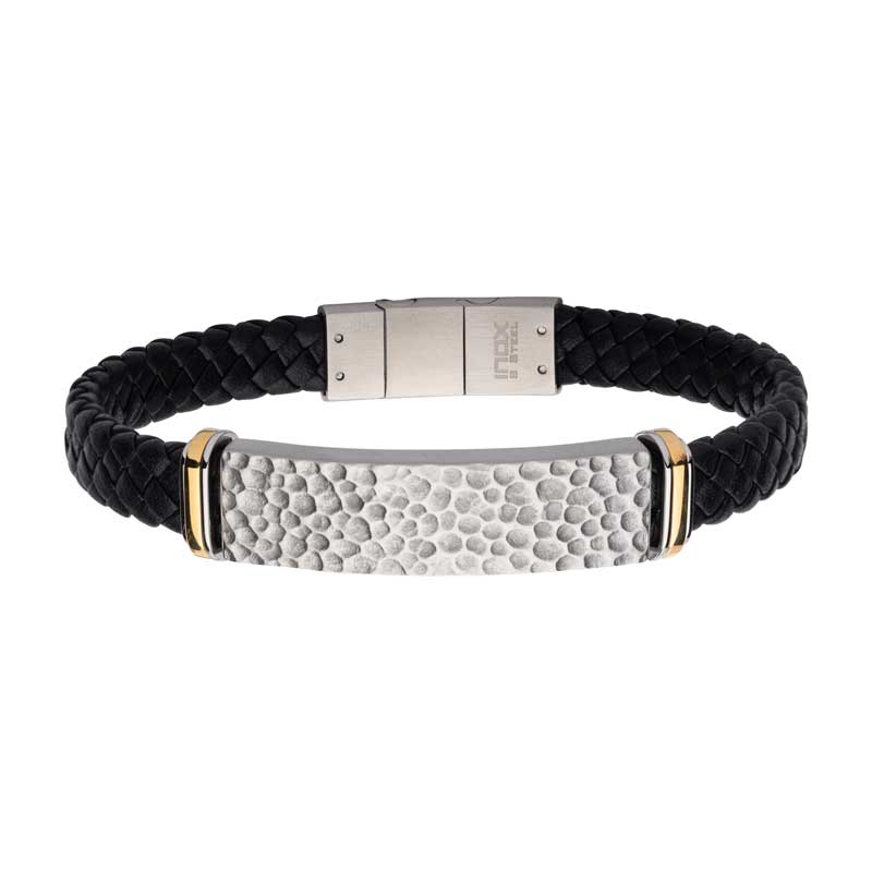 Black Leather ID Bracelet