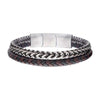 Multi-Strand Leather & Steel Foxtail Chain Stacking Duo Bracelet