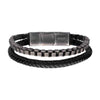 Multi-Strand Leather & Steel Box Chain Stacking Duo Bracelet