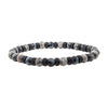 Black Steel Disk Grey Jasper & Snowflake Obsidian Bead Bracelet