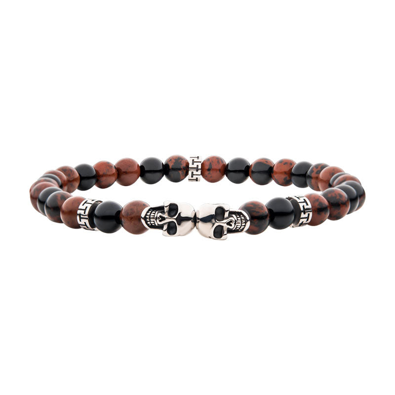 Steel Skull Beads Bracelet