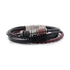 Black & Burgundy Leather Multi-Strand Bracelet