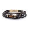Black & Brown Leather Multi-Strand Bracelet
