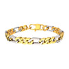 18K Gold IP Steel 8mm Beveled Figaro Chain Two-tone Bracelet