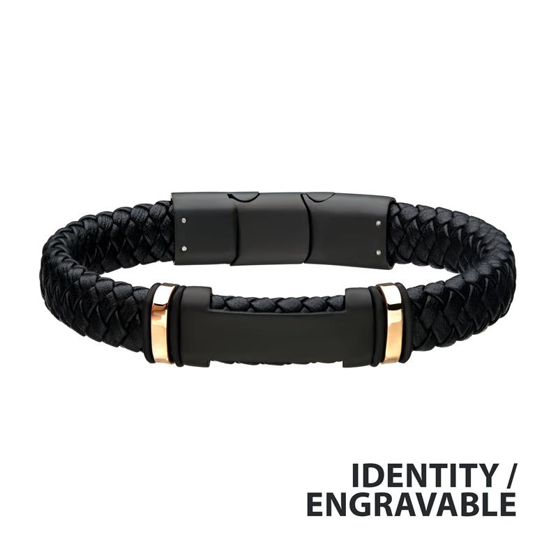 Black Leather ID Bracelet