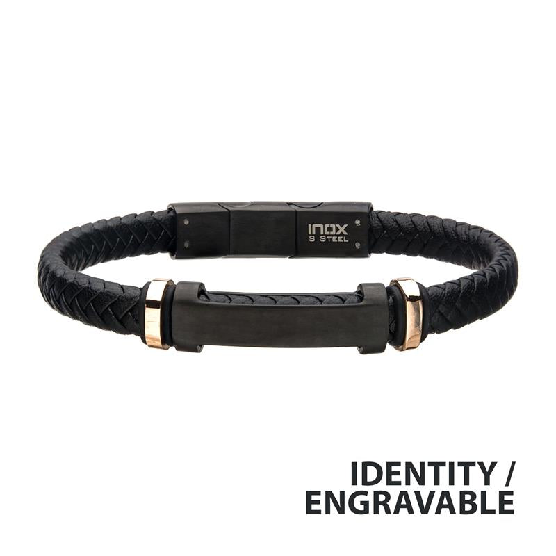 Black Leather ID Bracelet