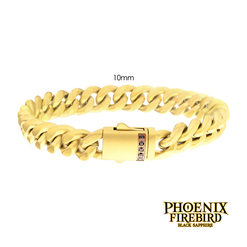 10mm 18K Gold IP Steel Matte Miami Cuban Chain Bracelet