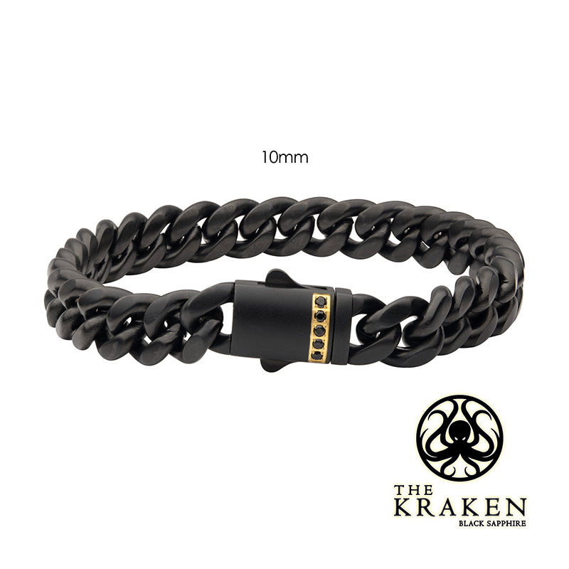 10mm Black IP Steel Matte Miami Cuban Chain Bracelet
