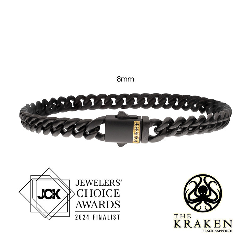 8mm Black IP Steel Matte Miami Cuban Chain Bracelet