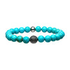 Blue Turquoise Stone Bracelet Steel Bead