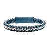 Matte Blue IP Steel Box Chain Wax Cord Bracelet