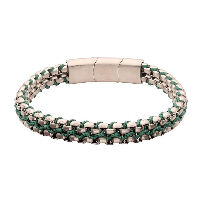 Matte Steel Box Chain Wax Cord Bracelet