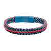 Matte Blue IP Steel Foxtail Chain Wax Cord Bracelet