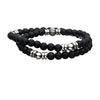 Double-Wrap 6mm Matte Onyx & Steel Bead Bracelet