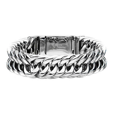 Steel Shiny Double-Layer Curb Colossi Link & Chain Bracelet