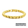 8mm Matte 18K Gold IP Steel Bold Box Chain Bracelet