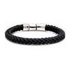 Black Leather & Steel Magnetic Clasp Bracelet