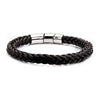 Brown Leather & Steel Magnetic Clasp Bracelet