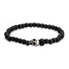 Steel Skull & Carbon Graphite Beads Bracelet