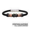 Black Braided Cowhide Leather Bead Bracelet