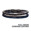 Double Strand Antiqued Cowhide Leather & Denim Bracelet