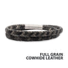 Grey Double-Wrap Braided Cowhide Leather Bracelet
