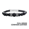 Black Cowhide Leather Bracelet