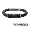 Black Cowhide Leather Braided Bracelet