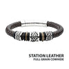 Brown Cowhide Leather Braided Bracelet
