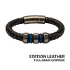 Black Braided Cowhide Leather Bead Bracelet