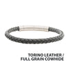 6mm Grey Cowhide Leather Bracelet