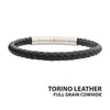 6mm Black Cowhide Leather Bracelet
