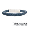 8mm Blue Cowhide Leather Bracelet