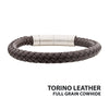 8mm Brown Cowhide Leather Bracelet