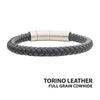8mm Grey Cowhide Leather Bracelet