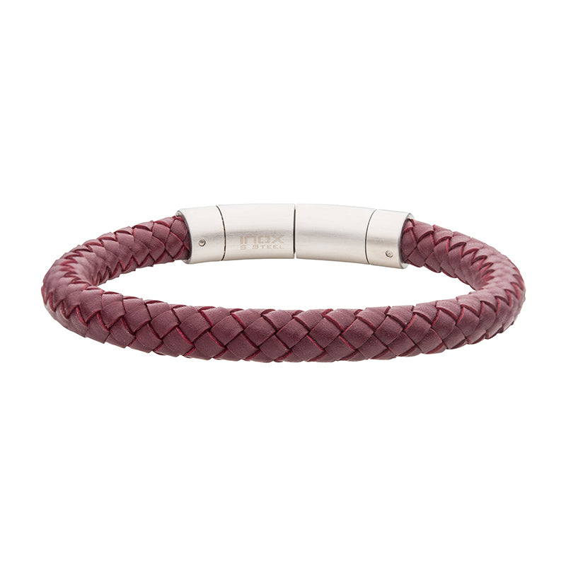 8mm Burgundy Cowhide Leather Bracelet