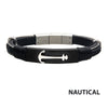 Black Leather Anchor Bracelet