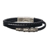 Black Braided Multi Leather Bead Bracelet