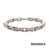 8mm Matte Steel Faceted Interlock Link Chain Bracelet