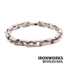 7.5mm Matte Steel Faceted Interlock Link Chain Bracelet