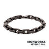 7.5mm Matte Black IP Steel Faceted Interlock Link Chain Bracelet