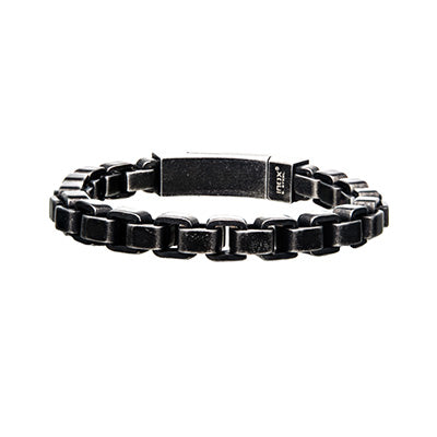 Steel & Black IP Bold Box Bracelet