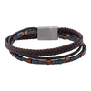 Brown Braided Leather & Stone Beads Layered Bracelet