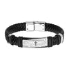 Black Braided Leather ID Bracelet