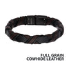 Woven Black & Dark Brown Cowhide Leather Bracelet