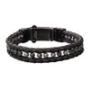Grey Braided Leather Bead Bracelet
